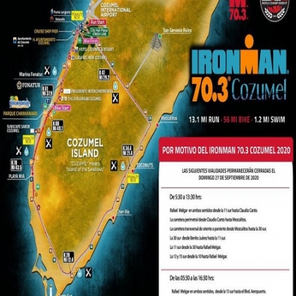 Estas avenidas de Cozumel cerrarán el domingo para el Ironman 70.3 edición 2020