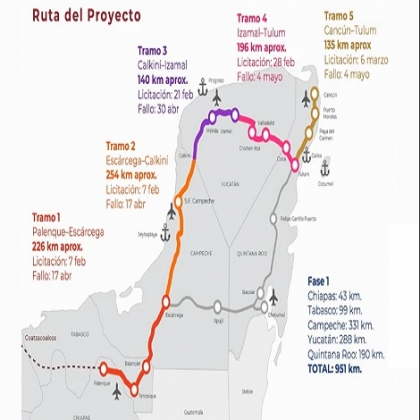 Publican licitación para tramo 1 del Tren Maya